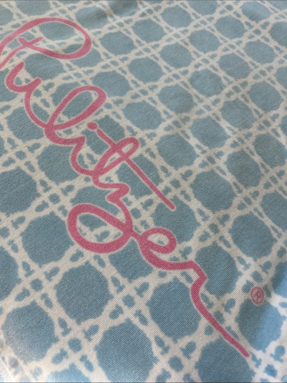 Lilly Pulitzer Frenchie Blue Caning Beach Towel Oversized 70x40 - Picture 13 of 13